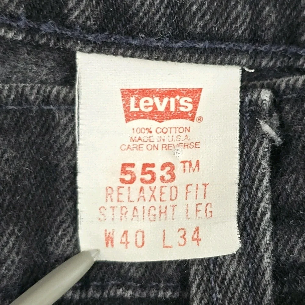 Vintage Levi's 553 White Tab Jeans Mens‎ 40x34 38x34 Black 1997 USA Made Y2K 90s